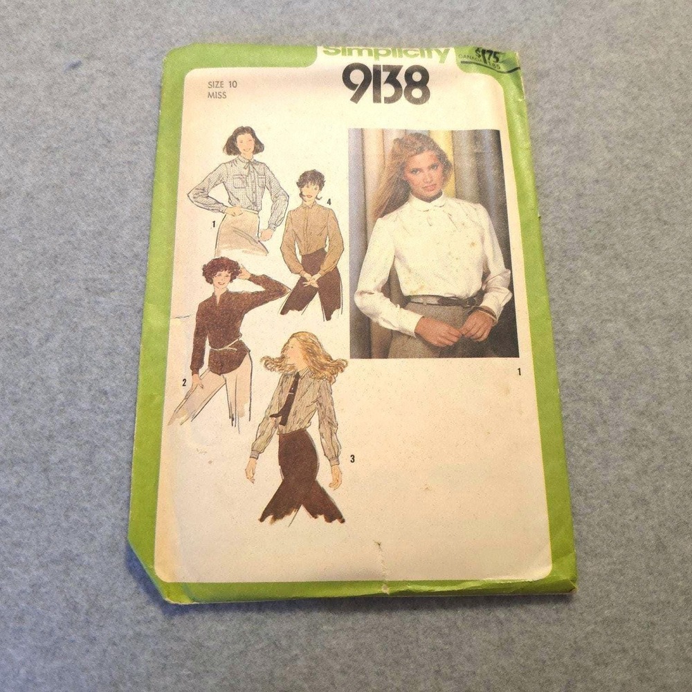 1970's VINTAGE SEWING PATTERN SIMPLICITY 9138 Misses Size 10 Blouse UNCUT